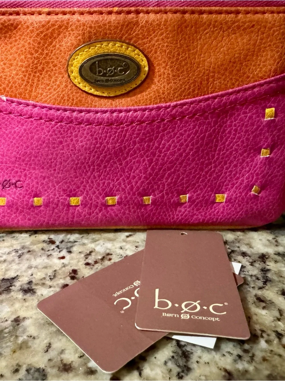 boc Two-Tone Pink and Orange Wristlet Clutch